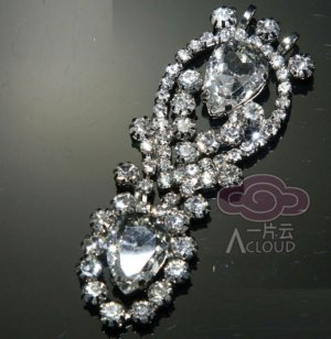 VINTAGE STYLE WEDDING DANGLE RHINESTONE CRYSTAL TEARDROP APPLIQUE CHARM