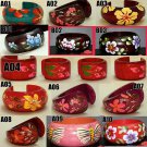 LOT OF 3 ASIA HAND DRAWING PAINT HANDCRAFT ENGRAVE WOOD BANGLE CUFF BRACELET