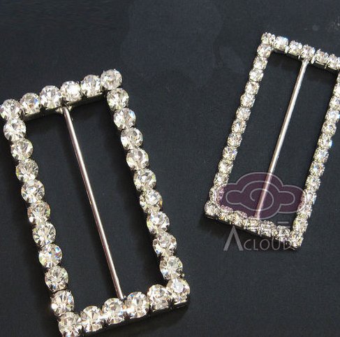 SILVER RHINESTONE CRYSTAL WEDDING SLIDER SHOES SASH RECTANGULAR BELT BUCKLE
