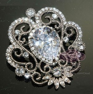 SWAROVSKI VINTAGE STYLE BRIDAL WEDDING RHINESTONE CRYSTAL SASH DRESS BROOCH PIN