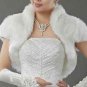 BLACK/OFF WHITE BRIDAL WEDDING GOWN CAPE STOLE FAUX FUR WRAP SHRUG BOLERO JACKET