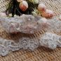 BEADED PEARL WEDDING CRAFT EMBROIDERY WHITE VEIL MOTIF LACE TRIM 1 YARD