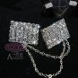 RECTANGULAR CLEAR RHINESTONE CRYSTAL WEDDING SHRUG GUARD SWEATER CHAIN CLIP