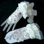 IVORY LACE WEDDING BRIDAL BRIDES SEQUIN RHINESTONE CRYSTAL SHORT GLOVES