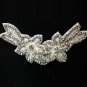 BEADED TWINS FLOWER CRYSTAL RHINESTONE WEDDING HAIR CRAFT APPLIQUE
