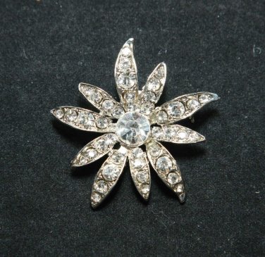 RHINESTONE CRYSTAL WEDDING CAKE BOUQUET STAR FLOWER SILVER ALLOY BROOCH PIN
