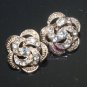 6 pcs WEDDING DECORATION SILVER or GOLD RHINESTONE CRYSTAL FLOWER ROSE BUTTONS