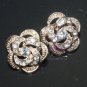 6 pcs WEDDING DECORATION SILVER or GOLD RHINESTONE CRYSTAL FLOWER ROSE BUTTONS