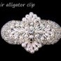 BEADED GLASS CRYSTAL RHINESTONE WEDDING FAUX PEARL HAIR ALLIGATOR CLIP