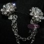 TUXEDO SILVER TONE RHINESTONE CRYSTAL GUARD SWEATER CHAIN HAIR WEDDING CLIP