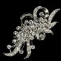 WHISPER RHODIUM FLOWER SPRAY BRIDAL WEDDING RHINESTONE CRYSTAL HAIR BROOCH PIN