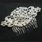 WEDDING BRIDAL RHINESTONE CRYSTAL FAUX PEARL SILVER RHOMBUS HAIR COMB