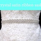 1" WHITE/OFF WHTIE SATIN RIBBON CRYSTAL RHINESTONE WEDDING SASH BELT 3 YARDS