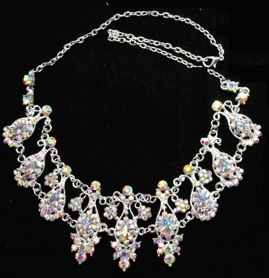 WEDDING BRIDAL BRIDE HEAD AURORA RHINESTONE CRYSTAL HAIR CHAIN TIARA