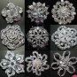 LOT OF 4 RANDOM MIX BRIDAL FLOWER BOUQUET CRYSTAL RHINESTONE WEDDING BROOCH PIN