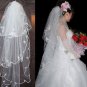 WEDDING BRIDAL BRIDES ORGANZA OFF WHITE TULLE EDGE VEIL 3 Tier