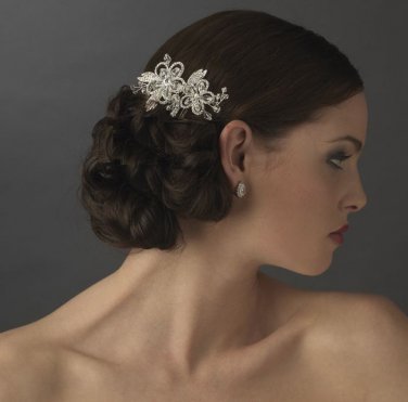 WEDDING BRIDAL  RHINESTONE CRYSTAL TIARA FLOWER LEAF LEAVES HAIR COMB