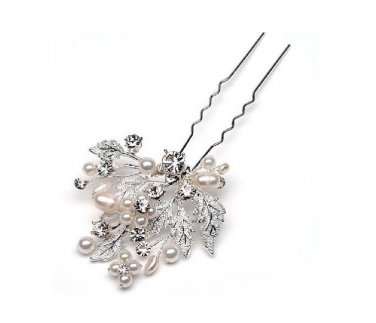 IVORY PEARL FLOWER BRIDAL WEDDING BRIDES RHINESTONE CRYSTAL HAIR STICK PIN