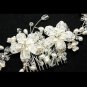 PEARL FLOWER BRIDAL WEDDING BRIDES RHINESTONE CRYSTAL TIARA HAIR COMB