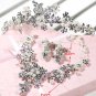 Faux Pearl Rhinestone Crystal Wedding Crown Tiara Necklace Earrings Set