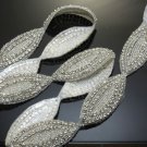 1 Yard Beaded Acrylic Rhinestone Crystal Wedding Craft Sash Oval Trim Applique