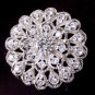 CRYSTAL RHINESTONE FLOWER PEACOCK BOUQUET BRIDAL WEDDING CAKE BROOCH PIN -EU