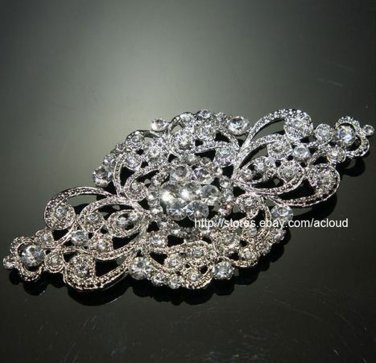 Classic Vintage Style Motif Rhinestone Crystal Wedding Bridal Ribbon Belt Buckle