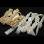 Gold/Silver Rhinestone Crystal Wedding Bridal White/Ivory Satin Ribbon Headband