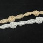 Gold/Silver Rhinestone Crystal Wedding Bridal White/Ivory Satin Ribbon Headband