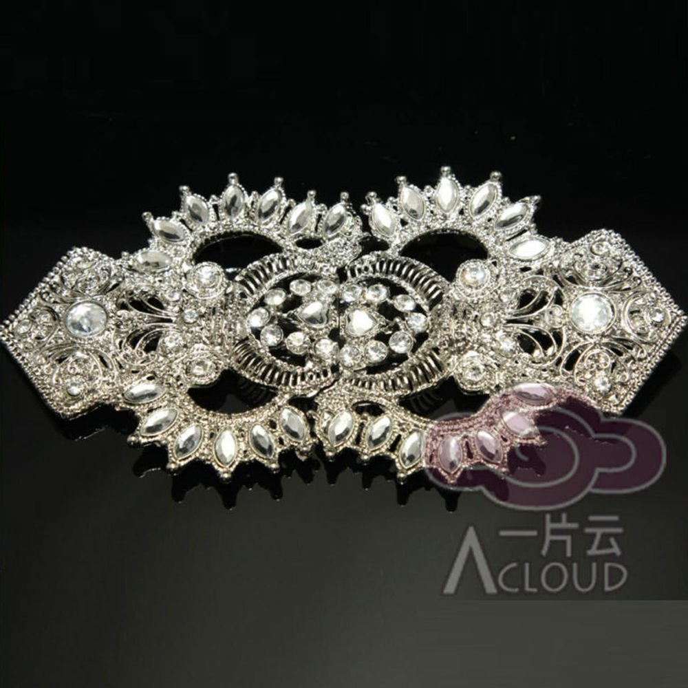 Large Wedding Bridal Rhinestone Crystal Belt Buckle Pendant/Hook and