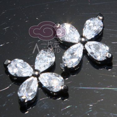 Lot of 6 Pear Austria Rhinestone Crystal Petals Small Flower Sew Beads Flat Back