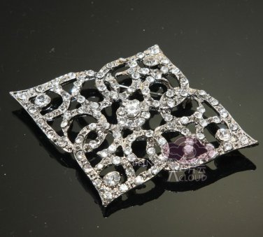 BRIDAL WEDDING RHINESTONE CRYSTAL RHOMBUS BELT SASH DRESS VINTAGE BROOCH PIN -EU