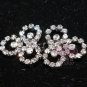 Lot of 3 Rhinestone Crystal Flower Ribbon Belt Sweater Buckle Hook and Eye Clasp
