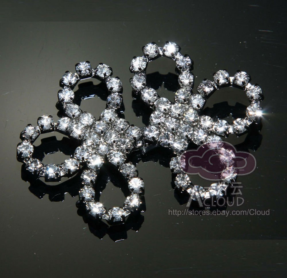 Rhinestone Crystal Flower Wedding Shrug Buckle Closure Hook and Eye Clasp  (L)