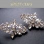 Rhombus Rhinestone Crystal Silver Tone Wedding Bridal Shoe Clips Pair -EU