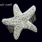 CHRISMAS BEACH SEA STAR STARFISH CRYSTAL RHINESTONE WEDDING HAIR COMB -CA