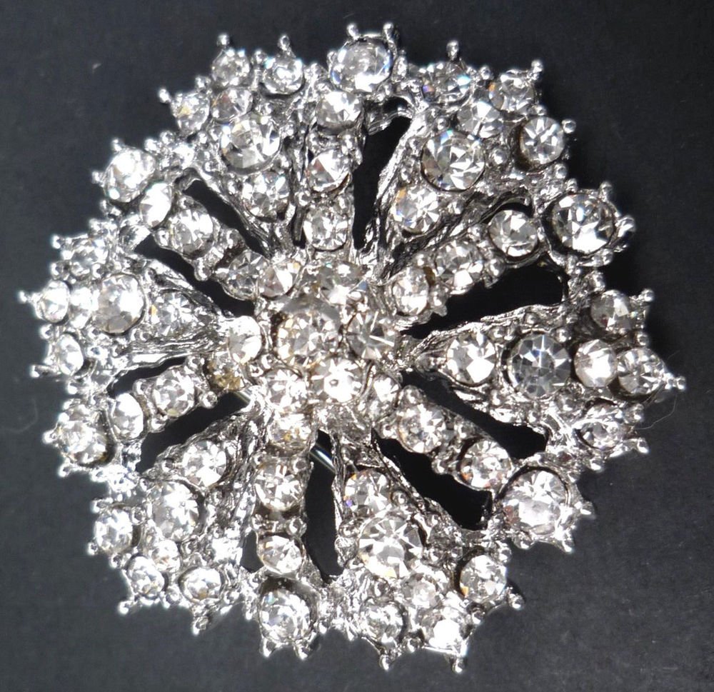 WEDDING BRIDAL SMALL RHINESTONE CRYSTAL HEXAGON BROOCH PIN