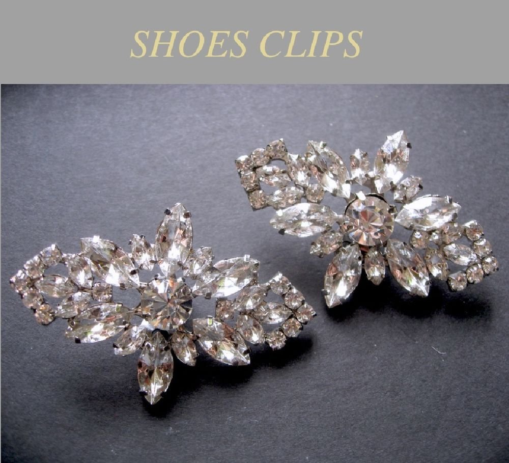 LOT OF 4 PAIRS RHINESTONE CRYSTAL WEDDING BRIDESMAIDS RHOMBUS BUCKLE SHOES CLIPS
