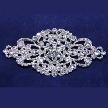 Classic Vintage Style Rhinestone Crystal Wedding Bridal Ribbon Belt Buckle