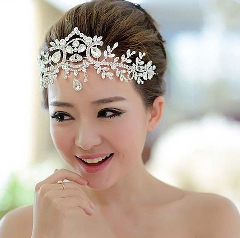 Wedding Bridal Art Deco Rhinestone Crystal Headpiece Hair Chain Tiara Crown