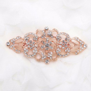 Rhinestone Crystal Rhombus Rose Gold Wedding Bridal Dress Sash Brooch Pin