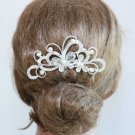 White Pearl Butterfly Bridal Wedding Bride Rhinestone Crystal Hair Comb