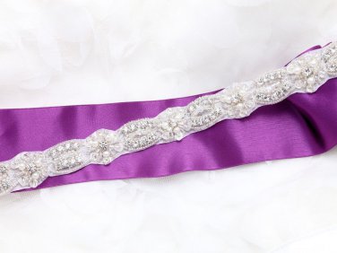 Hot Fix Iron/Sew Silver Beaded Snow Crystal Rhinestone Pearl Applique DIY Trim