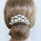 White Pearl Flower Floral Bridal Wedding Bride Rhinestone Crystal Hair Comb