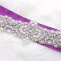 Heart Beaded Rhinestone Crystal Faux Pearl Wedding Bridal Long Sash Applique