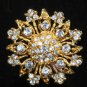 Rhinestone Crystal Round Vintage Wedding Cake Gold / Silver Corsage Brooch Pin