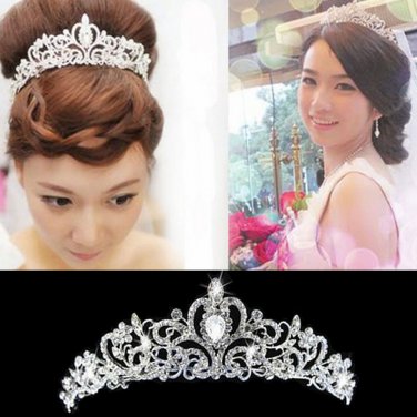 Rhinestone Crystal Wedding Bridal Vintage Victorian Crown Headband Tiara -CA