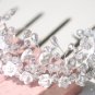 Wedding Bridal Rhinestone Crystal Tiara Bride Hair Headpiece Clay Flowers Crown