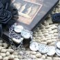 Rose Satin Black Feather Copper Chain Groom Men Suit Corsage Brooch Pin -CA