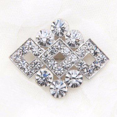 Rhinestone Crystal Wedding Bridal Rhombus Brooch Pin Establishment